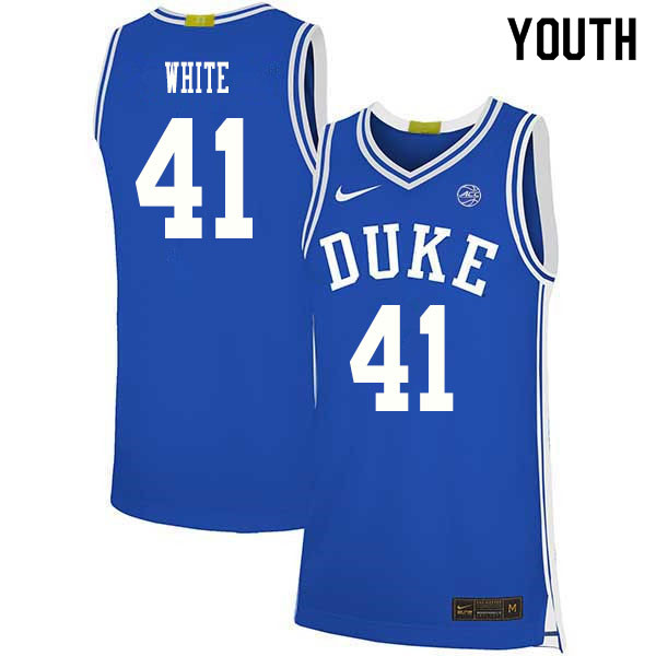 2020 Youth #41 Jack White Duke Blue Devils College Basketball Jerseys Sale-Blue